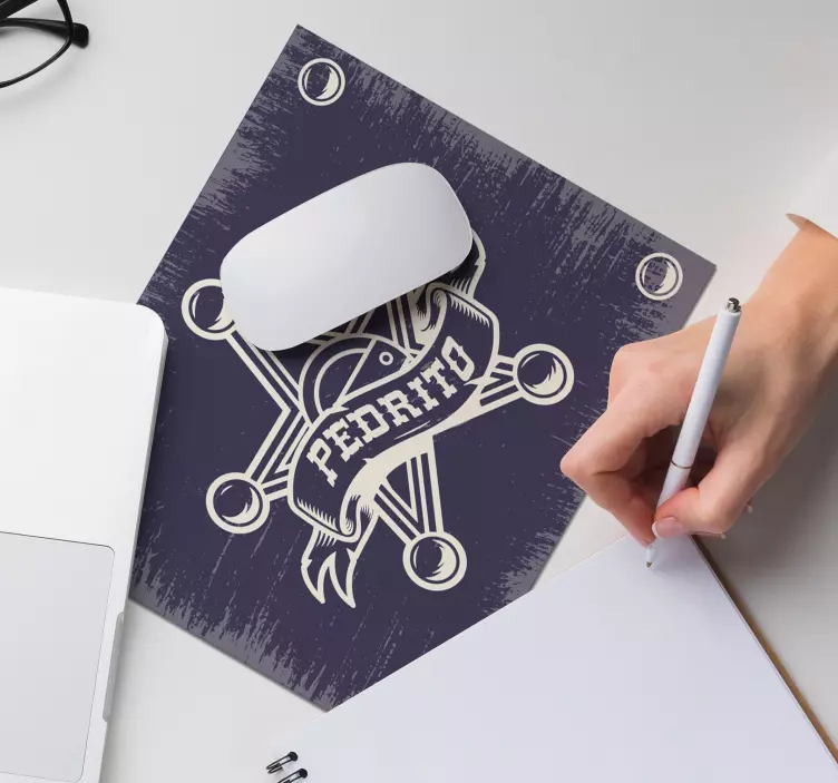 Mouse pad com nome emblema de estrela de xerife - TenStickers