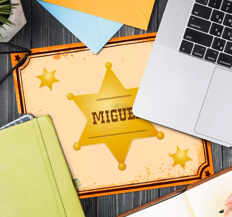 Mouse pad com nome estrela de xerife - TenStickers
