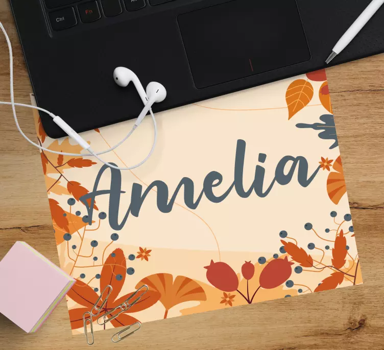 Mouse pad com nome floral elegante de outono - TenStickers