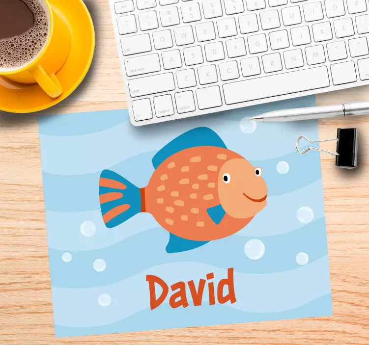 Mouse pad com nome gráfico de peixe alegre - TenStickers