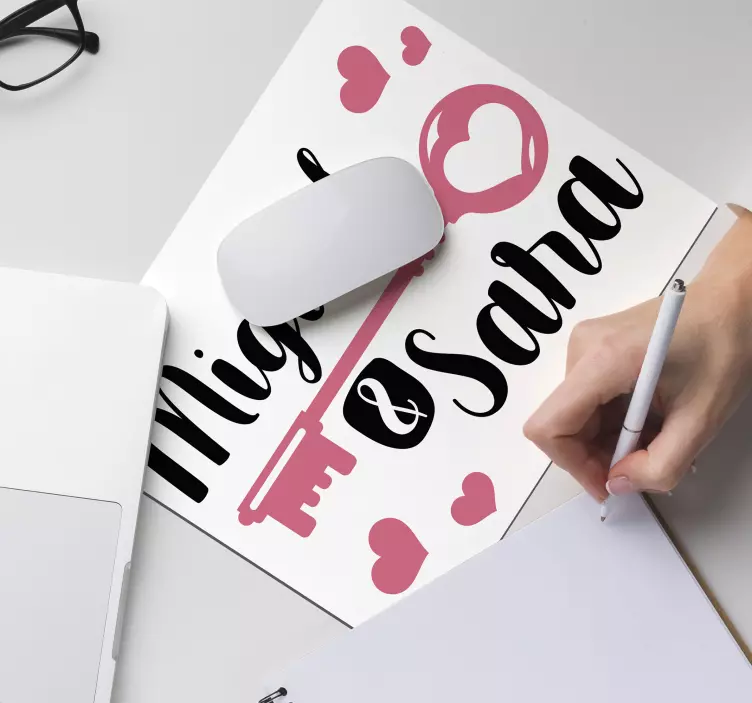 Mouse pad com nome história de amor chave - TenStickers