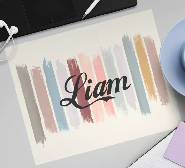 Mouse pad com nome listras coloridas de pincel - TenStickers
