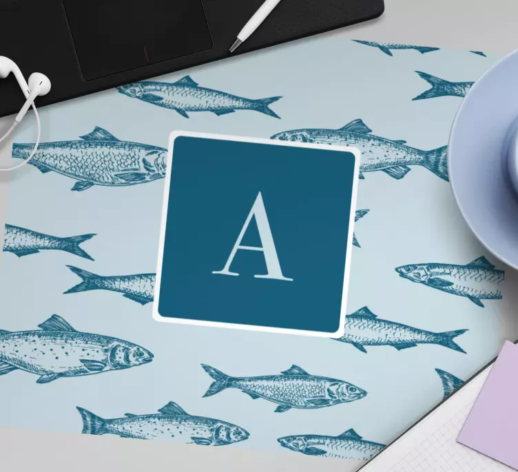 Mouse pad com nome motivo de peixe artístico - TenStickers