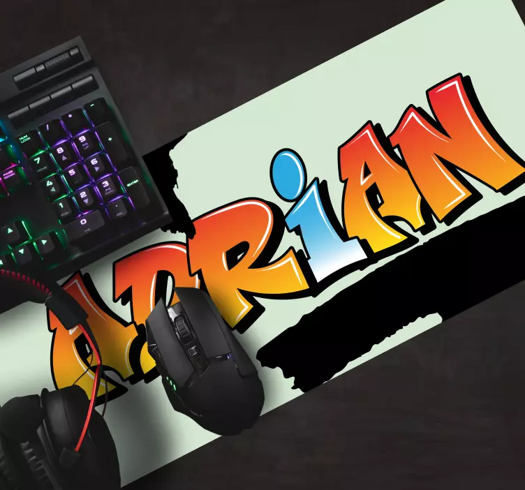 Mouse pad com nome texto colorido personalizado - TenStickers