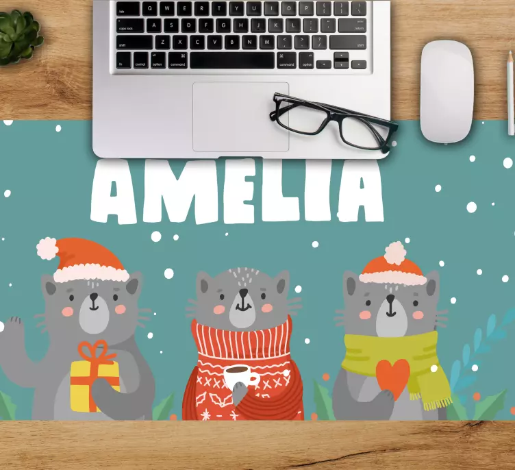 Mouse pad com nome trio de animais de férias - TenStickers
