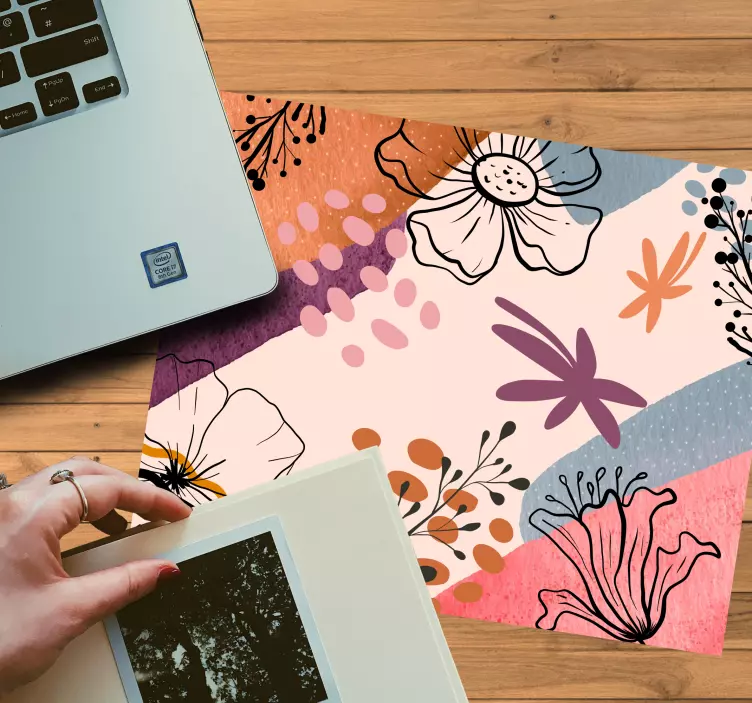 Mouse pad com texturas e padrões acento floral abstrato - TenStickers