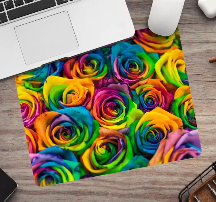 Mouse pad com texturas e padrões arranjo de rosas vibrantes - TenStickers