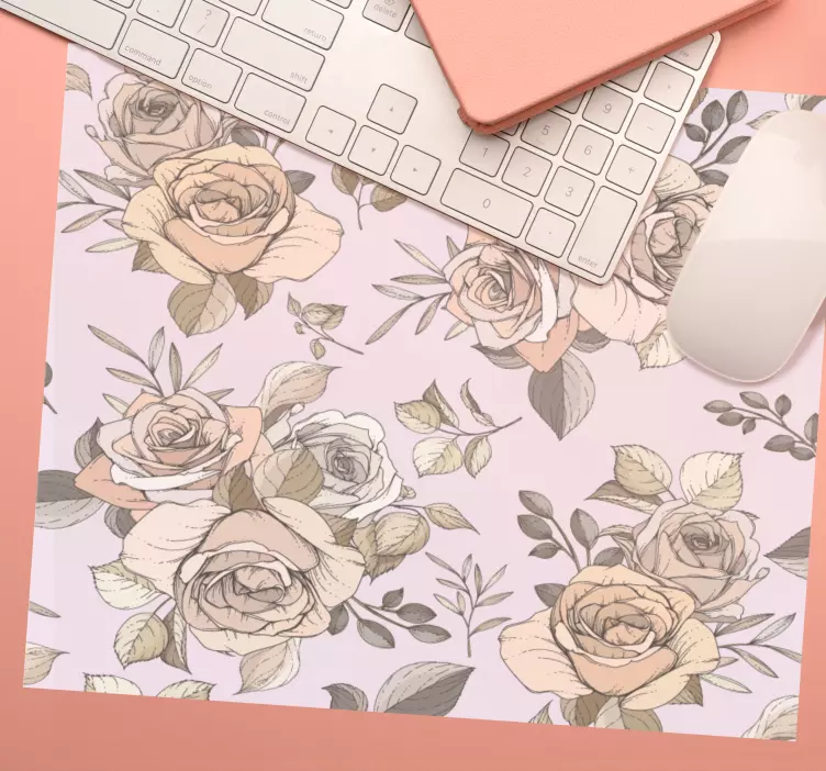 Mouse pad com texturas e padrões arranjo floral pastel - TenStickers