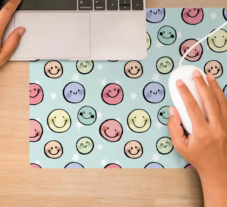 Mouse pad com texturas e padrões carinhas sorridentes - TenStickers