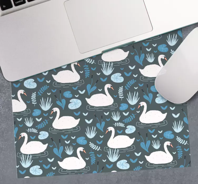 Mouse pad com texturas e padrões cisnes entre folhas - TenStickers