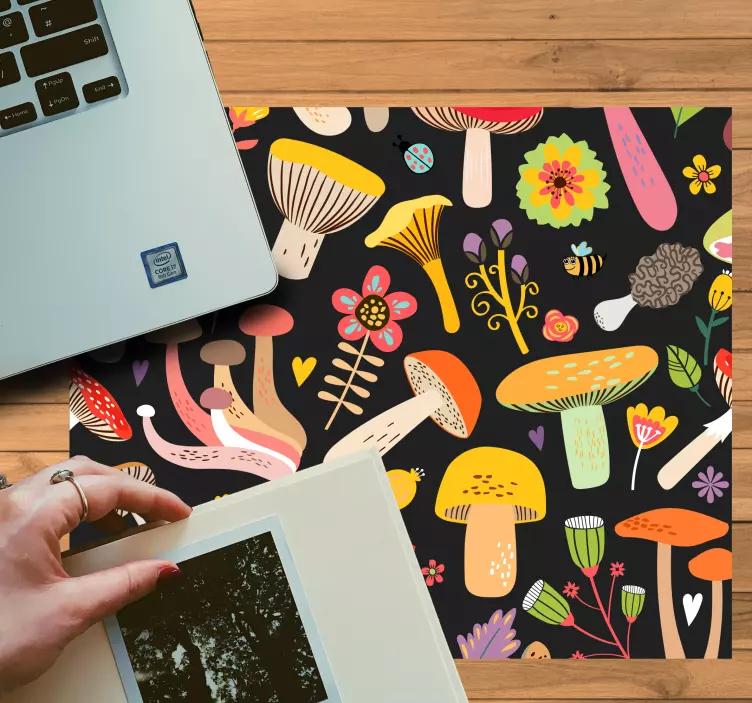 Mouse pad com texturas e padrões coleção cogumelos coloridos - TenStickers