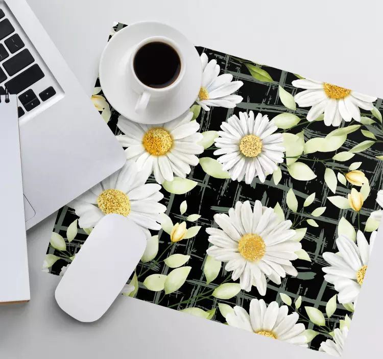 Mouse pad com texturas e padrões composição floral margarida - TenStickers