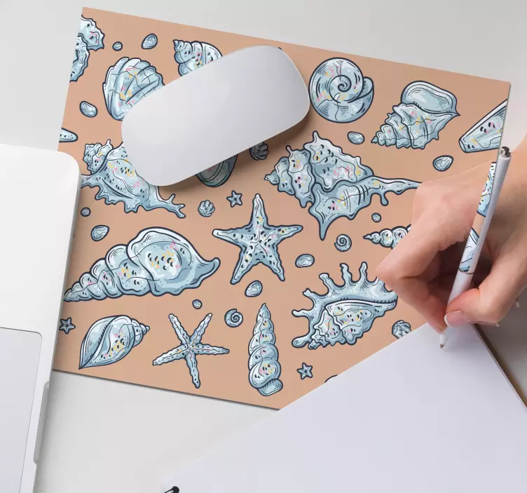 Mouse pad com texturas e padrões conchas e estrelas do mar - TenStickers