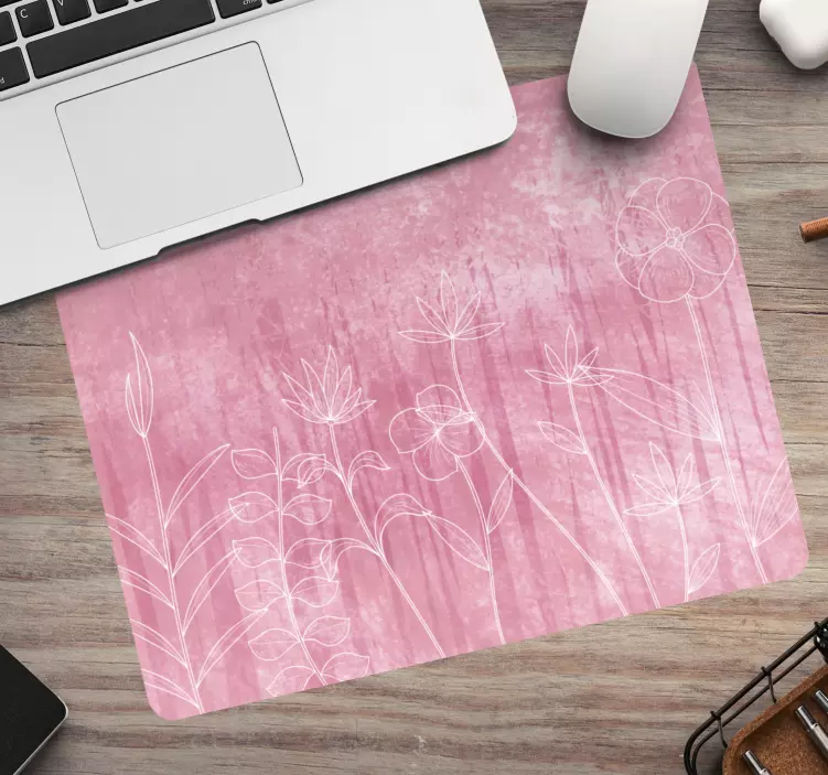 Mouse pad com texturas e padrões contornos florais elegantes - TenStickers