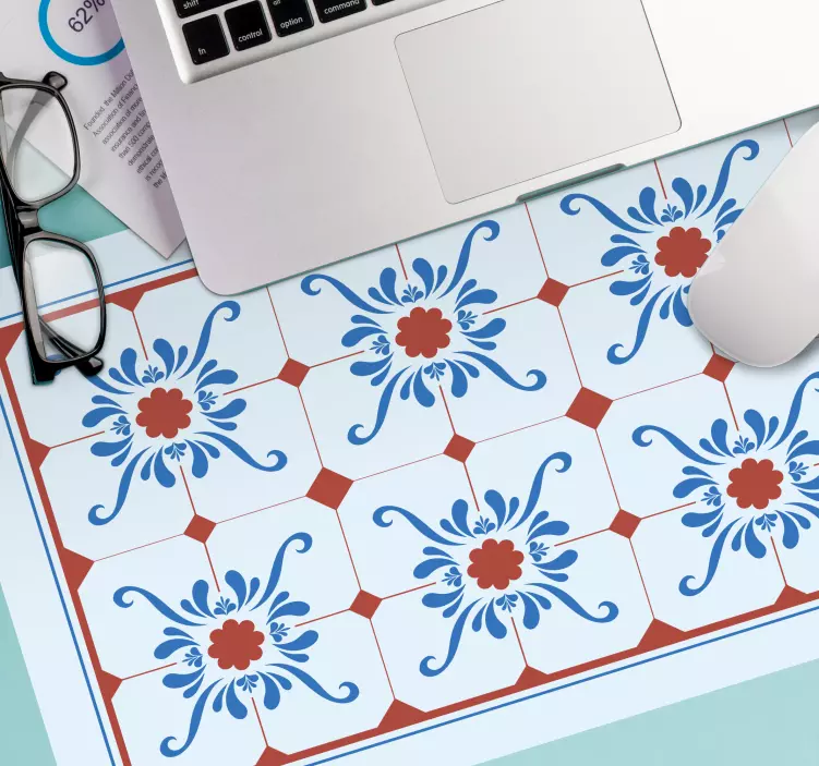 Mouse pad com texturas e padrões de azulejos botânicos - TenStickers