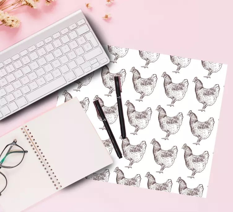 Mouse pad com texturas e padrões de galinhas repetidas - TenStickers