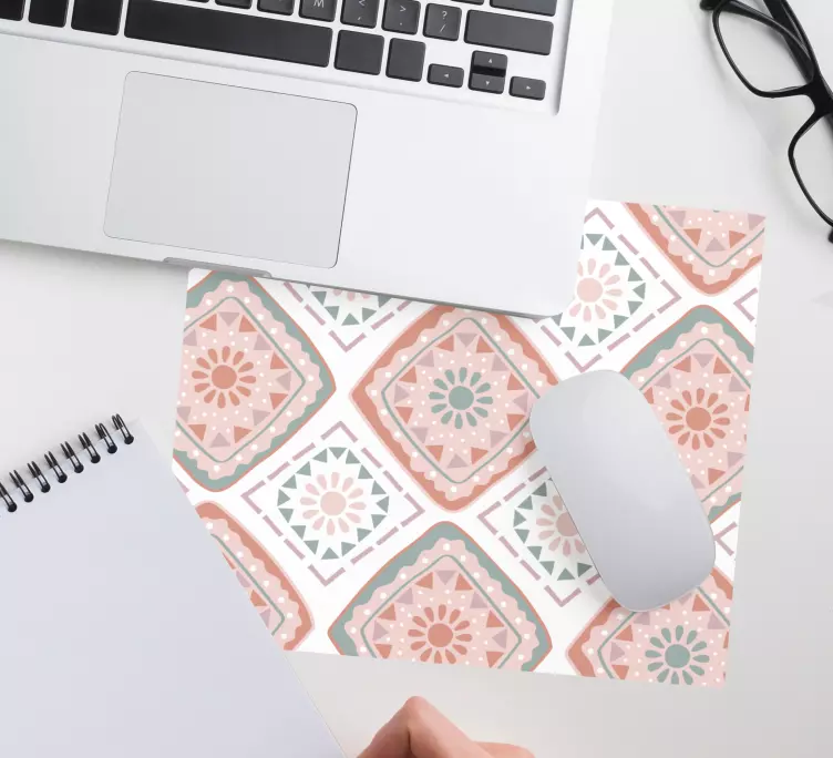 Mouse pad com texturas e padrões de motivo floral geométrico - TenStickers