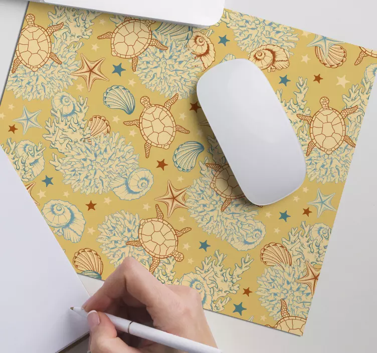 Mouse pad com texturas e padrões de tartaruga e coral - TenStickers