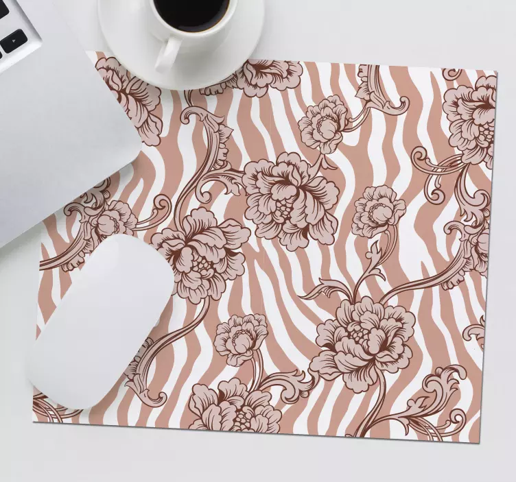 Mouse pad com texturas e padrões de zebra floral - TenStickers