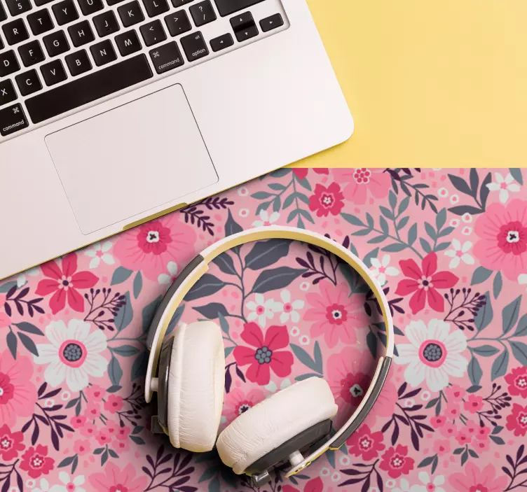 Mouse pad com texturas e padrões motivo floral rosa - TenStickers