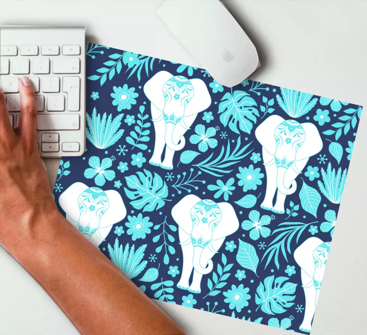 Mouse pad com texturas e padrões elefante floral elegante - TenStickers