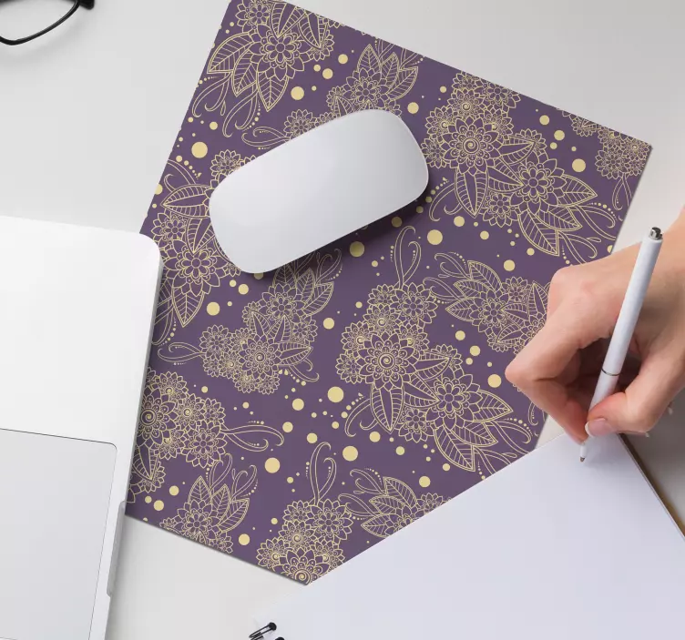 Mouse pad com texturas e padrões elegância floral - TenStickers