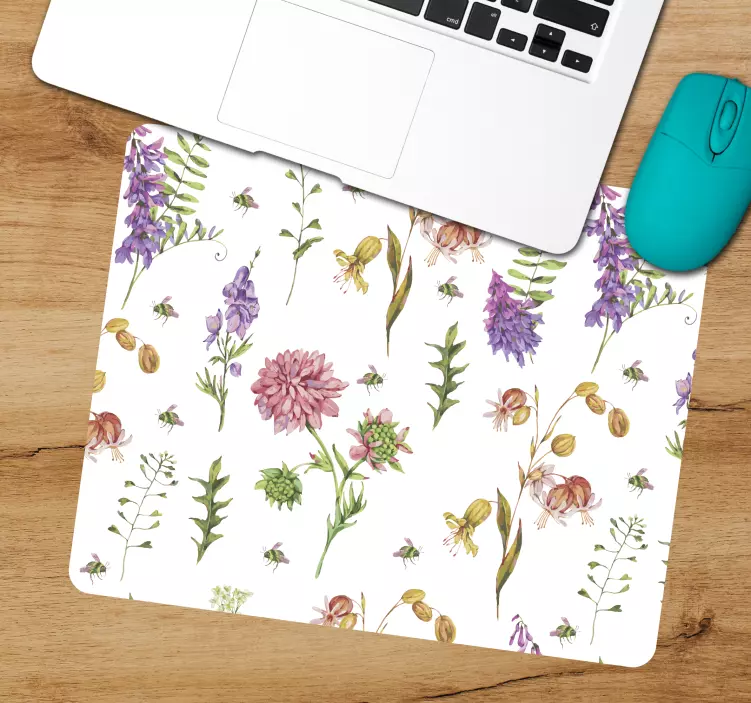 Mouse pad com texturas e padrões estampa botânica floral - TenStickers