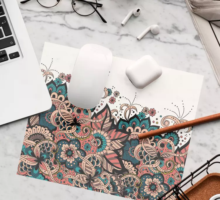Mouse pad com texturas e padrões estampa floral - TenStickers