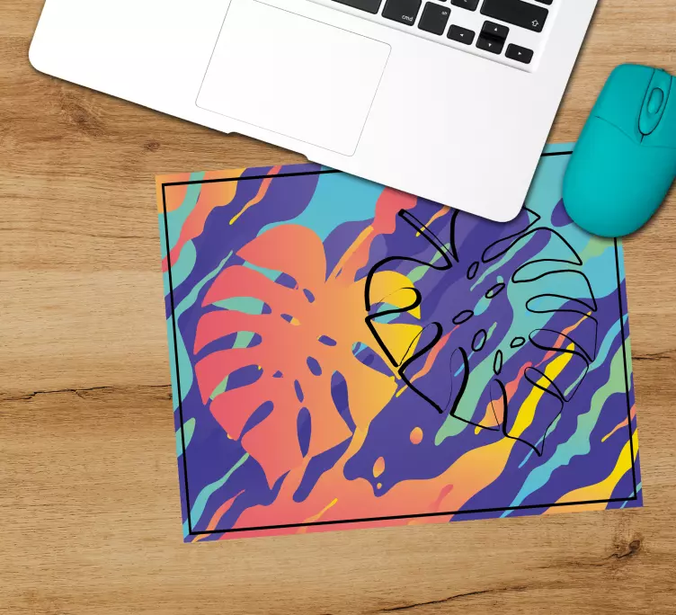 Mouse pad com texturas e padrões folhas vibrantes - TenStickers