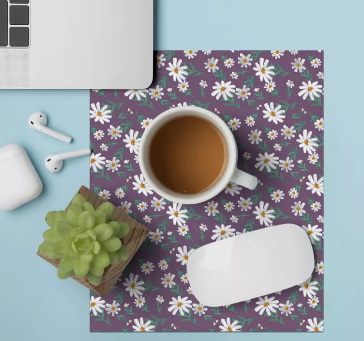 Mouse pad com texturas e padrões fundo floral roxo - TenStickers