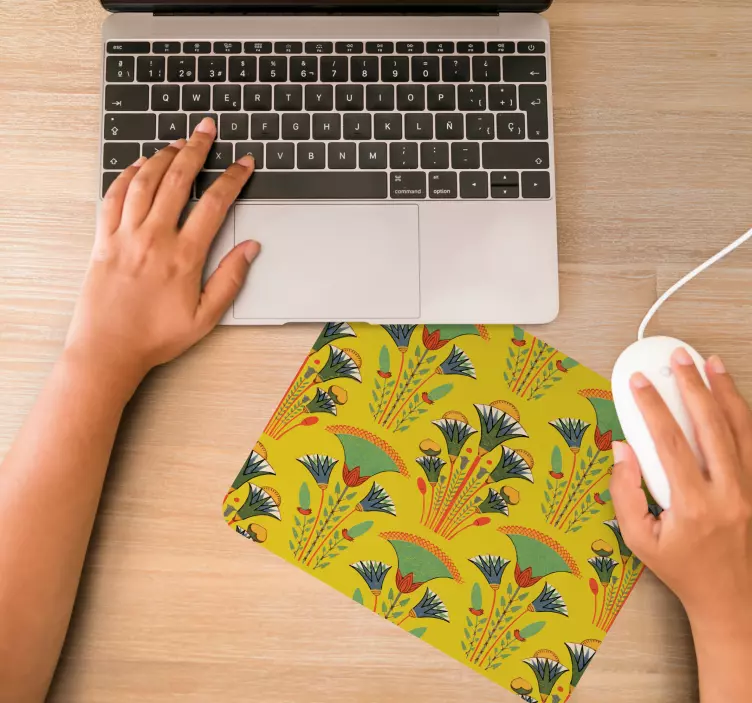 Mouse pad com texturas e padrões ilustração floral vibrante - TenStickers