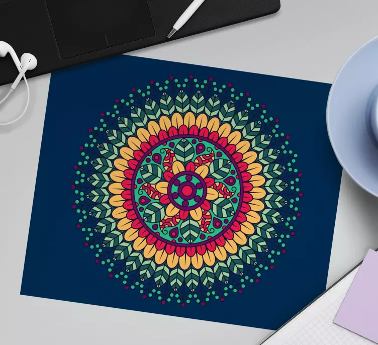 Mouse pad com texturas e padrões mandala colorida - TenStickers