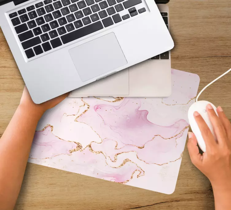 Mouse pad com texturas e padrões mármore rosa elegante - TenStickers