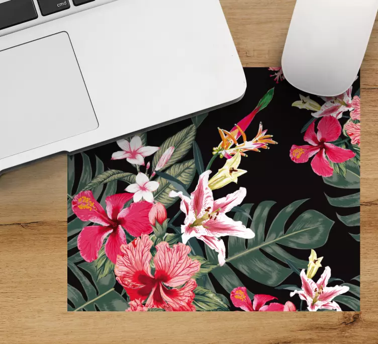 Mouse pad com texturas e padrões motivo floral tropical - TenStickers
