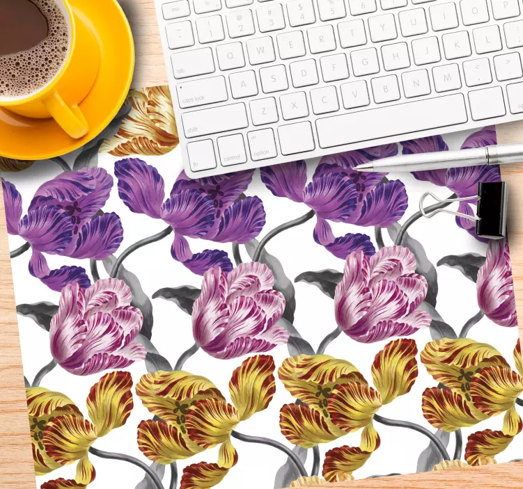 Mouse pad com texturas e padrões motivo floral vibrante - TenStickers