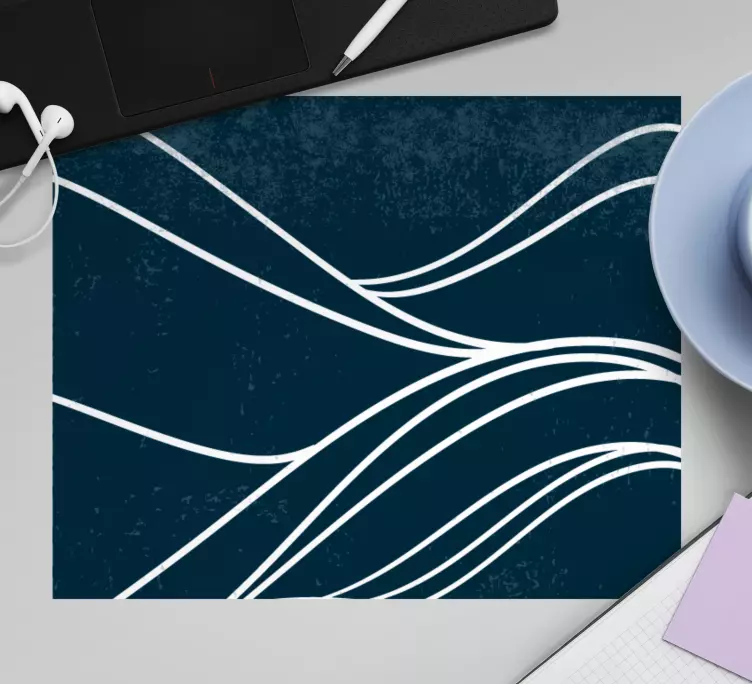 Mouse pad com texturas e padrões ondas brancas elegantes - TenStickers