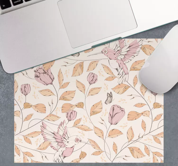Mouse pad com texturas e padrões padrão de pássaro floral - TenStickers