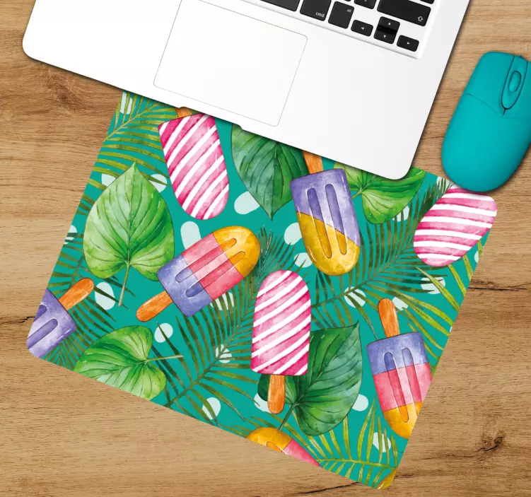 Mouse pad com texturas e padrões picolés tropicais - TenStickers