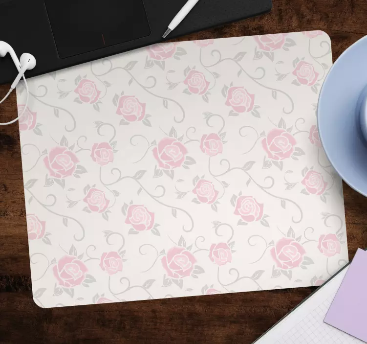 Mouse pad com texturas e padrões rosas pink florais - TenStickers