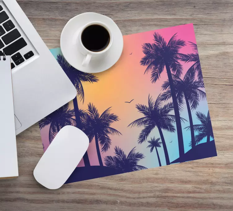 Mouse pad com texturas e padrões silhueta de palma gradiente - TenStickers