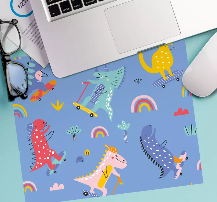 Mouse pad de anime aventuras de dinossauros divertidas - TenStickers