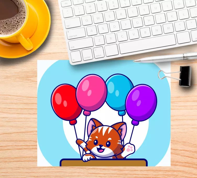 Mouse pad de anime balões de gato fofos - TenStickers