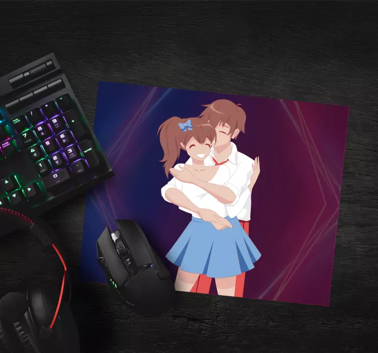 Mouse pad de anime casal fofo abraçando-se - TenStickers