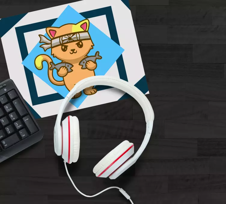 Mouse pad de anime gato guerreiro fofo - TenStickers