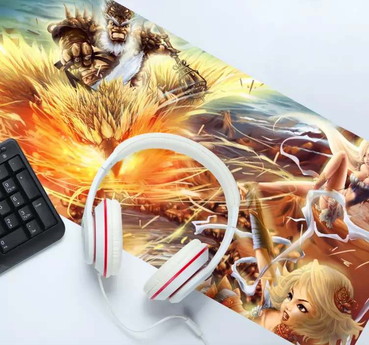 Mouse pad de gaming batalha Épica de fantasia - TenStickers
