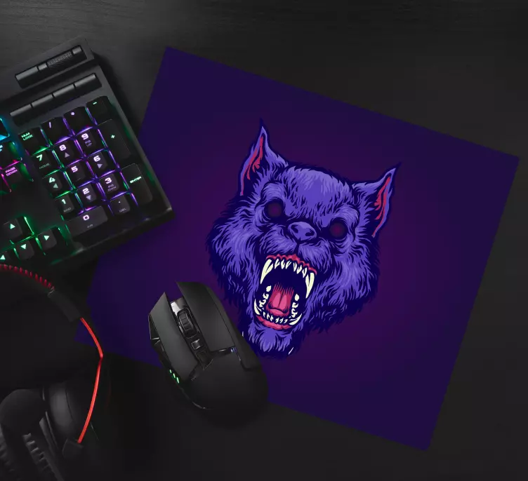 Mouse pad de gaming cabeça de lobo feroz - TenStickers