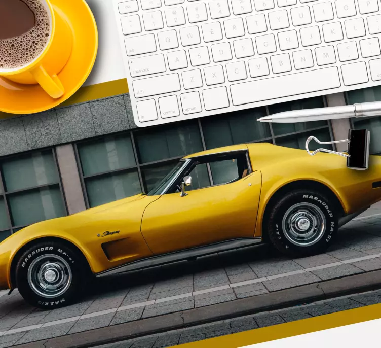 Mouse pad de gaming carro esportivo amarelo elegante - TenStickers