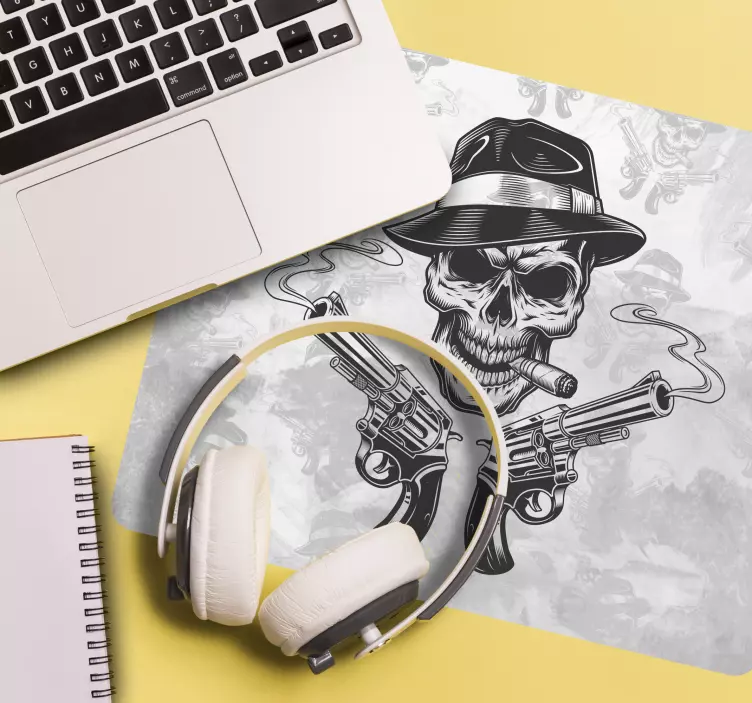 Mouse pad de gaming caveira com armas - TenStickers