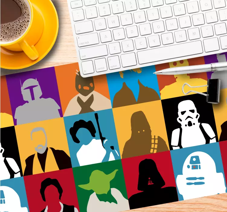 Mouse pad de gaming colagem de silhuetas de personagens - TenStickers