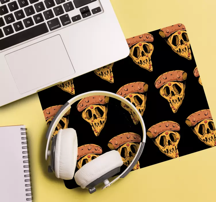 Mouse pad de gaming com estampa de pizza de caveira - TenStickers